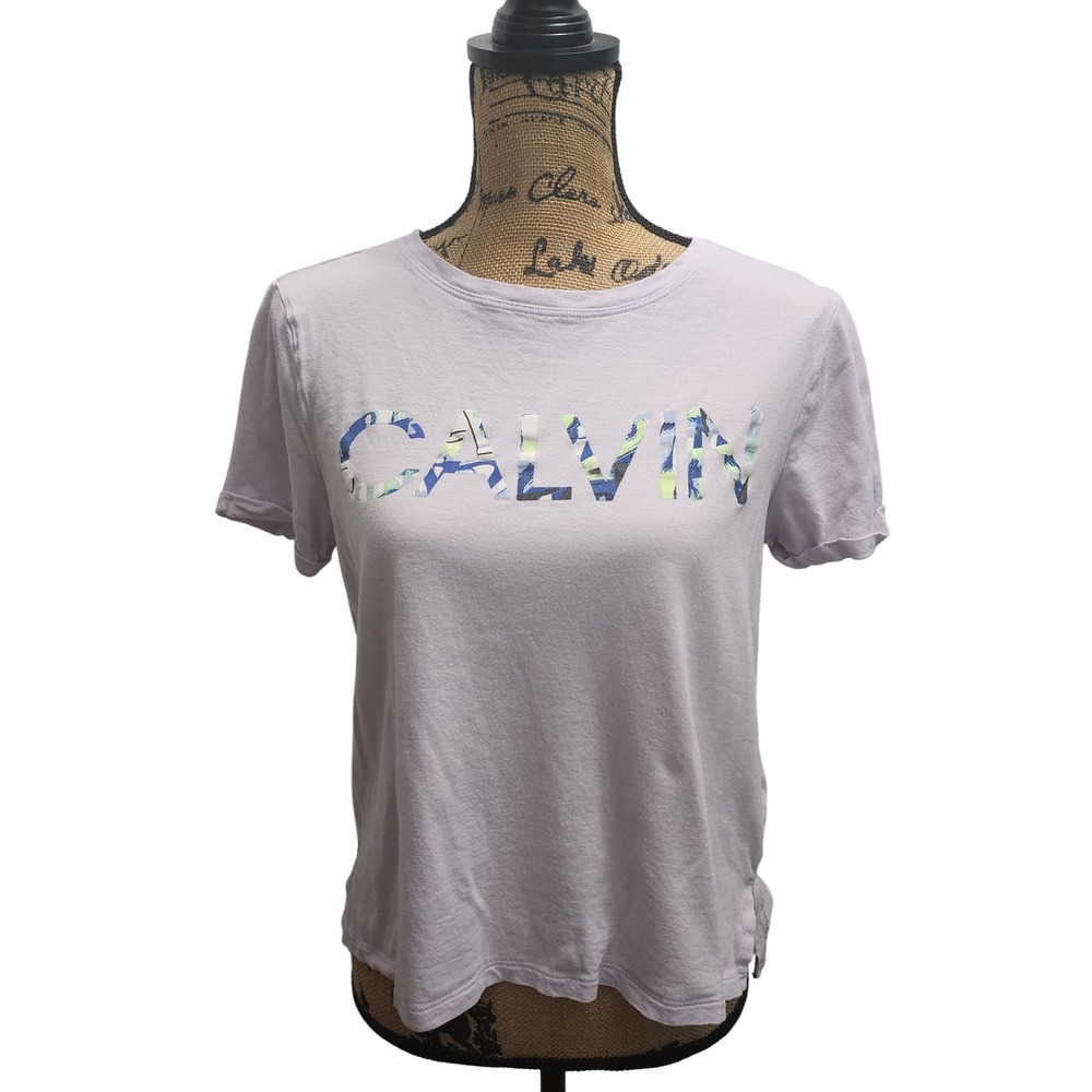 Calvin Klein Women's Lilac Purple Floralβ Graphic Logo Short Sleeve T Shirt